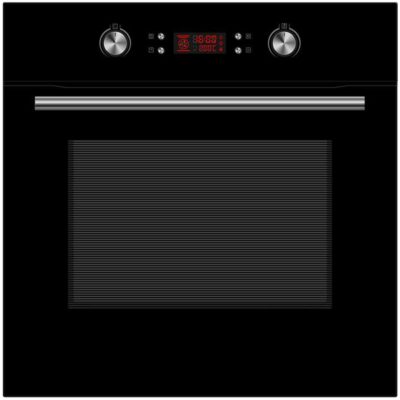 Montpellier SFOP94MFGG Built-in Electric Single Fan Oven + Gas on Glass Hob Pack  in Black